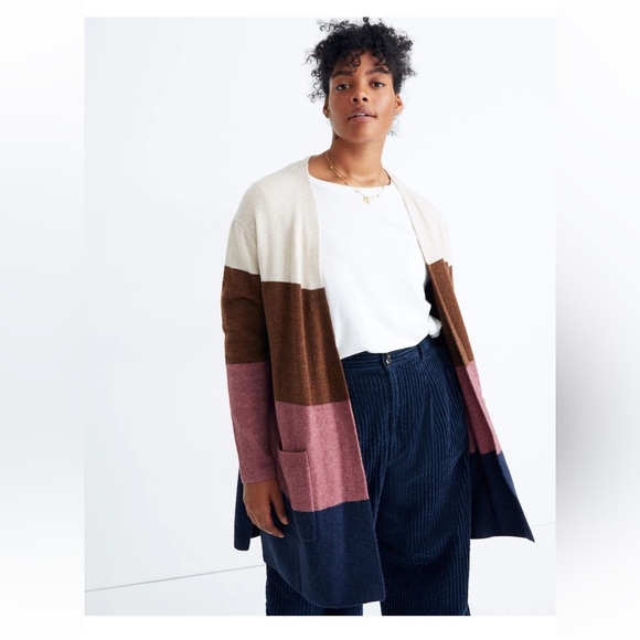 Madewell Kent Striped Cardigan Sweater in Coziest Yarn - Picture 1 of 8